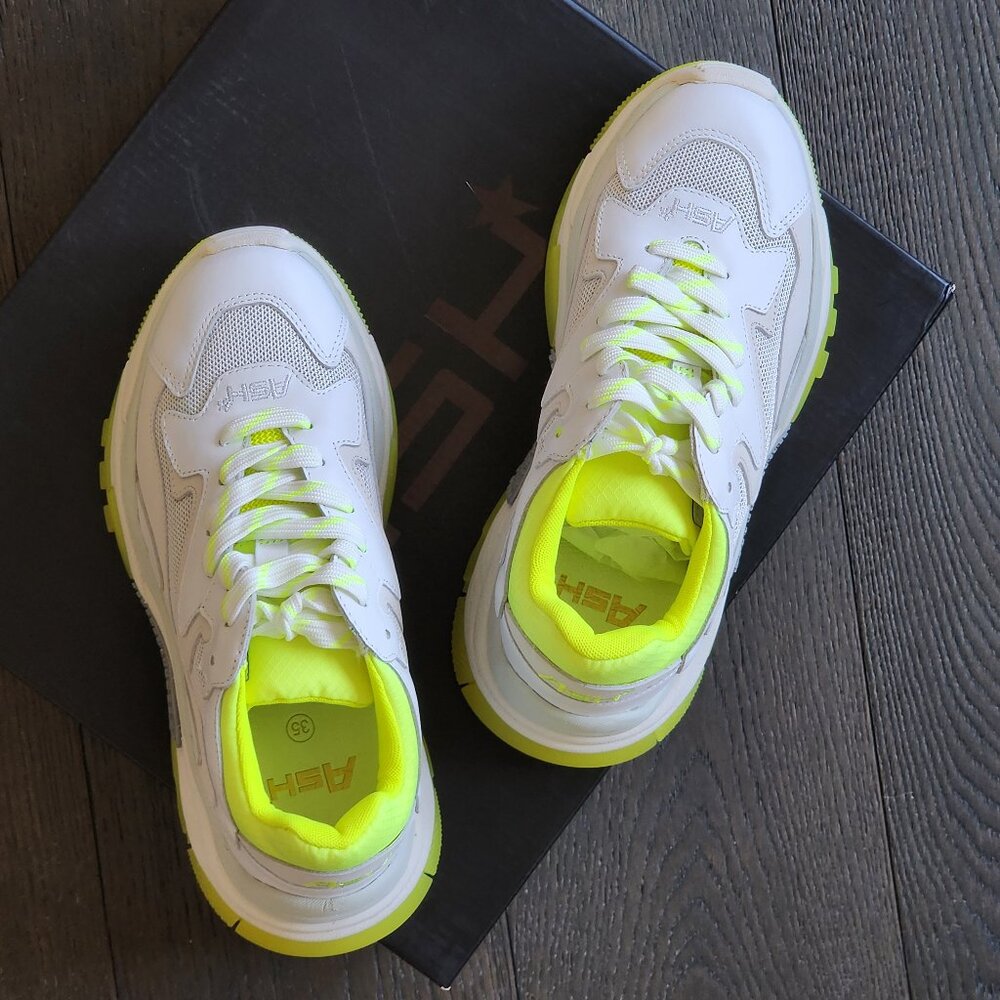 NWT ASH AS-ADDICT Sneakers – White Yellow Chunky Sole 👟(#237)